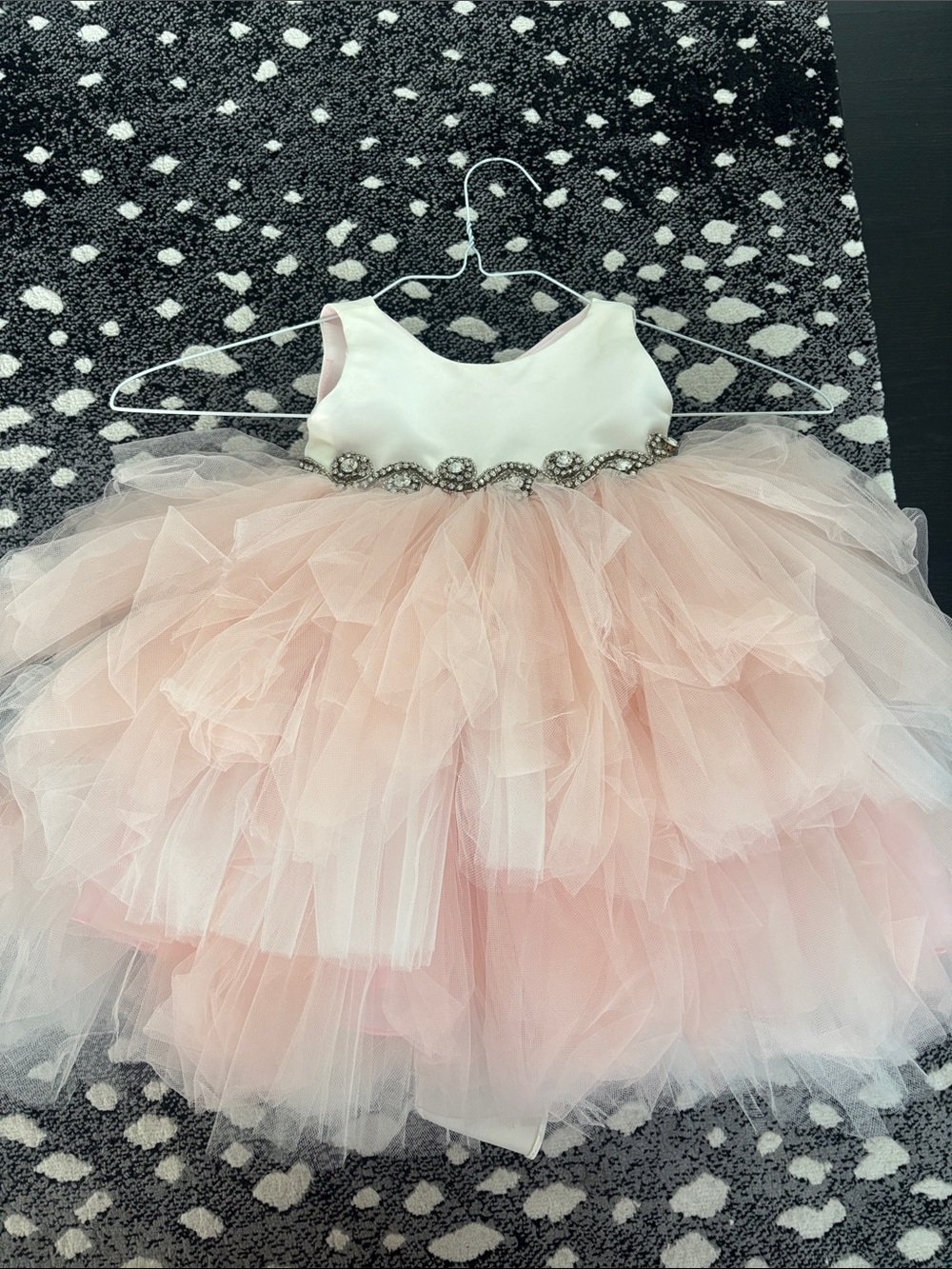 Girls Formal Pink Tulle Party Dress with Ivory Bodice